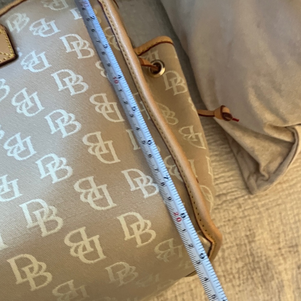 Dooney & Bourke Beige Logo Canvas Tote with Tan Leather Trim - Picture 6 of 8